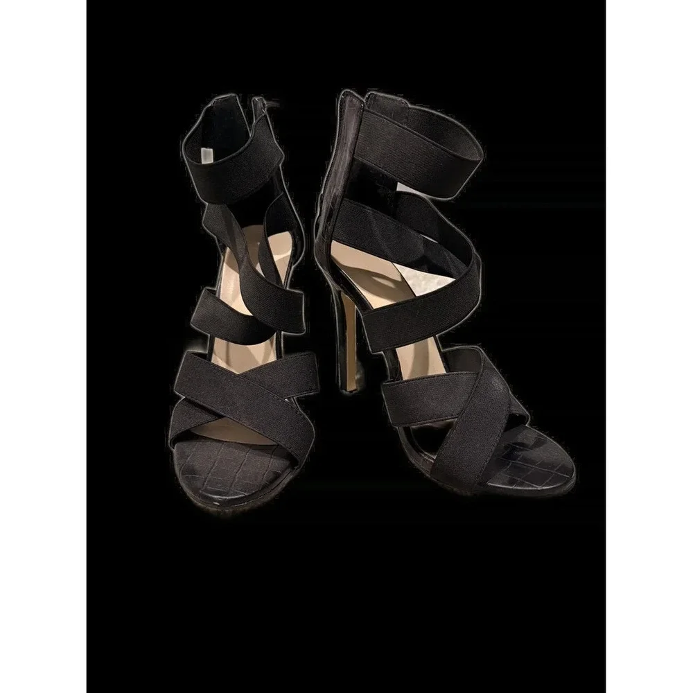 Black Elastic Gladiator Heels